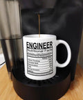 Funny Engineer Mug Gift for Men With Nutritional Facts Label Civil Engineer 11oz Ceramic Coffee Cup Perfect Gag Gift for Engineers