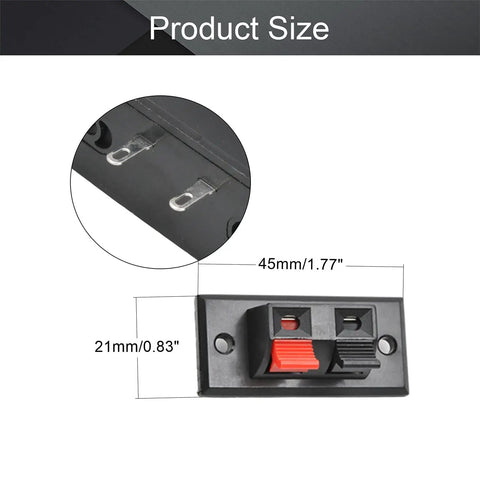 WP2-3 Speaker Spring Connection Clip 2 Way Terminal Strip Block Push Release Jack Socket Connector, 45mm x 21mm size
