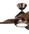 Protruding Mount Ceiling Fan With Three Walnut Blades And A 67 Watt Light In Oil Rubbed Bronze Focused on Modern Rustic Design