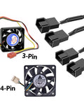 36W 12V PC Fan Power Supply With PWM Speed Controller And Four Way Splitter Cable showing 3-pin and 4-pin connectors
