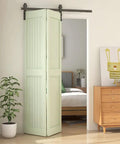 Bi Folding Sliding Barn Door Hardware Kit For Two Doors, Space Saving And Whisper Quiet in a modern bedroom setting