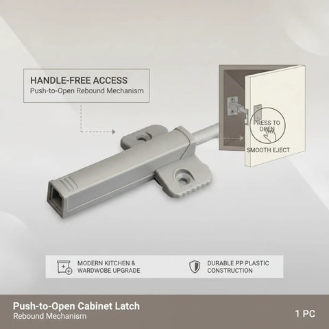 Push To Open Cabinet Latch With Rebound Mechanism For Handle Free Kitchen And Wardrobe Upgrades Durable Polypropylene Plastic Catch