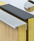 Edge Finger Pulls 2 Pack Hidden Cabinet Handles in aluminum alloy finish, installed on wooden cabinets for sleek modern access.