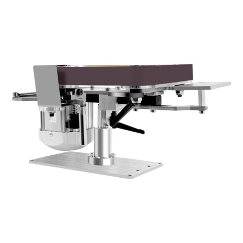 Heavy Duty 1X30 Belt Sander With 550W Motor and Stepless Speed Adjustment for polishing, featuring a compact steel design.