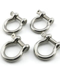 4 Pack Ultra Tough 304 Stainless Steel Bow Shackle With Screw Pin Anchor Hardware Built Like A Tank For Paracord Bracelets Rigging Outdoor Survival And Heavy Duty Camping on white background.