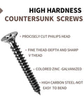 Pro Level Heavy Duty Size 4 X Half Inch Flat Head Self Tapping Wood Screws M3 X 12mm Carbon Steel Black Oxide Rust Proof Fasteners