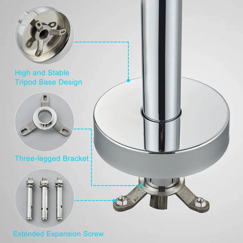 Modern Freestanding Bathtub Faucet Set With Floor Mounted Clawfoot Tub Mixer And Hand Sprayer Chrome Finish base detail