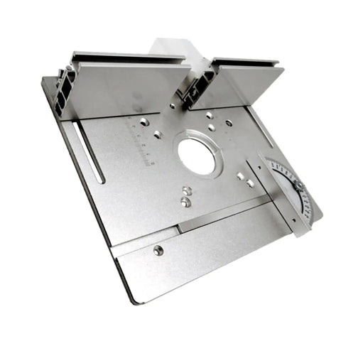 Heavy Duty Aluminum Router Table Insert Plate With T Slot Mounting Holes For Seesaw Woodworking Machines, silver polished finish.