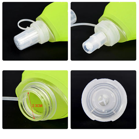Leak Proof Folding Water Bottle With Sport Design showing nozzle and cap details for all day hydration, gym, hiking use
