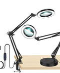 2-In-1 Magnifying Lamp With Light And Clamp Stand, 5X Magnifier, 72 LED Desk Light With Dimmable Stepless Modes, Adjustable Swivel Arm