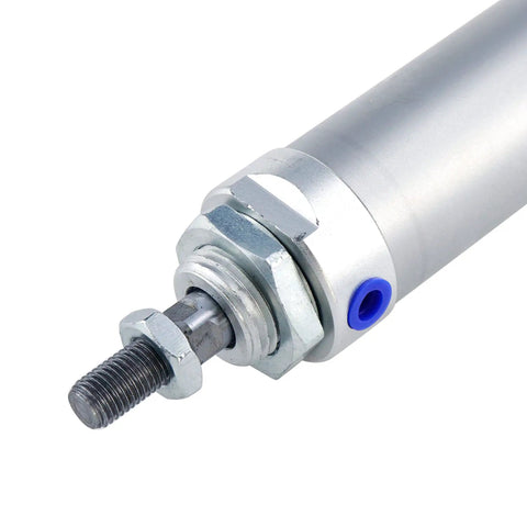 Close-up of Big Time Air Cylinder 32mm Bore 300mm Stroke Dual Acting Single Piston With Y Connector and Quick Fittings MAL32X300 aluminum body