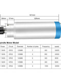 Diagram of Beefy 7.5KW 380V Water Cooled Spindle Motor With Four Bearings 6000 To 24000 RPM dimensions and specifications.