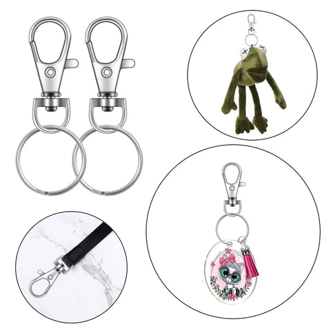 Heavy Duty 104 Piece Swivel Snap Hooks With Silver Lobster Claw Clasps And Keychain Rings For DIY Craft Projects with cute keychains.