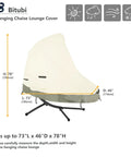 73 Inch Patio Hanging Chaise Lounge And Stand Cover Keeps It Dry 600D Heavy Duty Waterproof Outdoor Hammock Chair Swing Cover