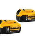Two 5Ah XR batteries from 20V Max Battery Charging Kit With 2 5Ah XR Batteries And Charger Includes Soft Storage Bag Charges 12V 20V And 60V Max Tools At 4 Amp Great For Drills And Impact Tools 3 Year Free Service Plan