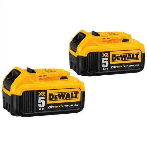 Two 5Ah XR batteries from 20V Max Battery Charging Kit With 2 5Ah XR Batteries And Charger Includes Soft Storage Bag Charges 12V 20V And 60V Max Tools At 4 Amp Great For Drills And Impact Tools 3 Year Free Service Plan
