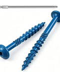 Exterior Pocket Hole Screws 1-1/4 Inch, 70 Pc Size 8 Coarse Thread, Square Drive, Washer Head, Blue Weather-Resistant Coated