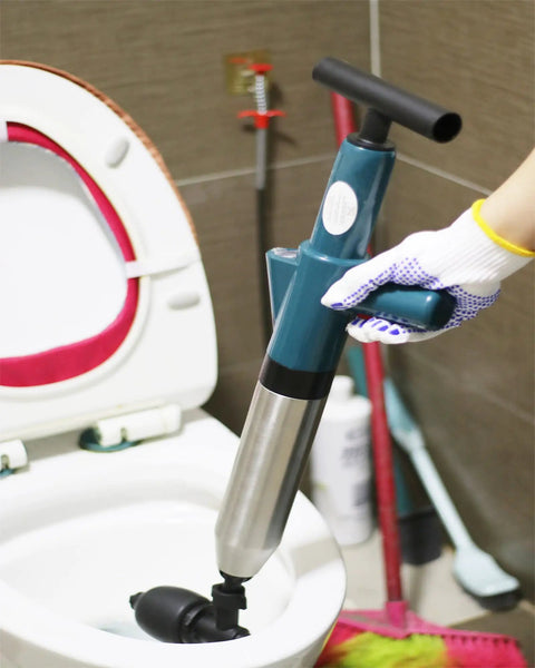 Using Air Powered Toilet Drain Blaster Plunger High Pressure Dredge Tool For Clogged Toilet Sink Shower Floor Drains And Sewer Pipes