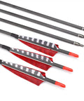 Pure Carbon Arrows 600 Spine 30 Inch Shaft With 31.5 Inch Overall Length Beefed Up Turkey Feather Fletching Screw In 100 Grain Field Points