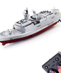 Military RC Warship Boat With 2.4 GHz Remote Control Realistic Navy Vessel Toy For Pool And Backyard Play silver finish with remote