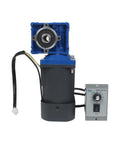 CNCTOPBAOS 120W worm gear motor with RV30 reducer and speed controller; blue gearbox atop black motor