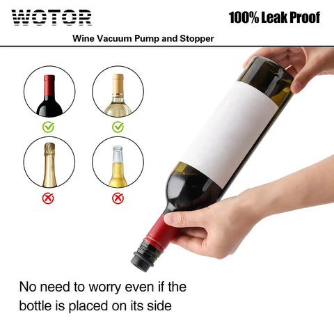 Wine Saver Vacuum Pump With Four Stoppers And Reusable Bottle Sealer Keeps Red And White Wine Fresh For Up To Ten Days displayed.