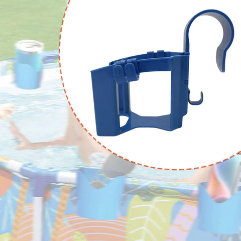 Close-up of Poolside Cup Holder Detachable Drinks Stand For Pool Bar Edge Beverage Storage Accessory With Hook PP Blue