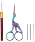 Tambour Hook Kit With 3 Interchangeable Needle Heads 0.7mm 1.0mm And 1.2mm, Scissors And Beading Tools For Embroidery Beginners
