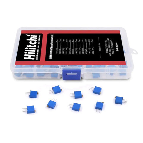 120 Piece 100K To 500K Ohm 3296W Multiturn Trimmer Potentiometer Set With 12 Values In A Reusable Rugged Storage Case for DIY Electronics