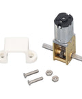 Heavy Hitter Brushed DC Gear Motor Churning Out Steady 34RPM Torque Via Dual Shafts And All Steel Gears with mounting plate and screws.