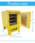 Heavy Duty Bench Welding Rod Oven With Digital Control Panel And Rock Solid Insulation For Pros Who Want No Nonsense Electrode Drying And Moisture Protection 220 Volt Power And Battle Ready Build For The Daily Grind size dimensions and open door view.