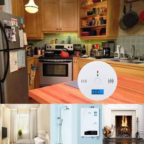Carbon Monoxide Detectors 2 Pack With LCD Digital Display Electrochemical CO Alarm Detector in kitchen and living spaces