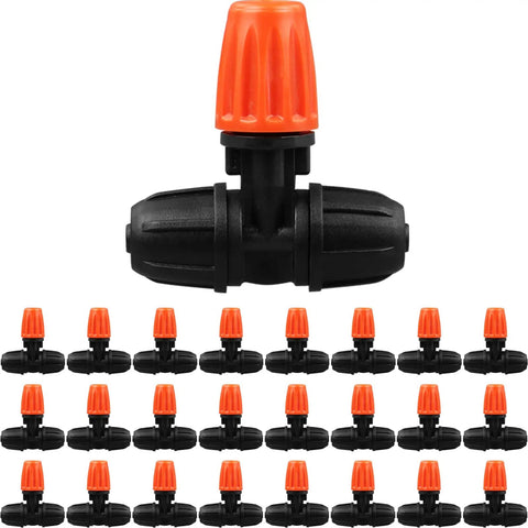25 Pack Micro Spray Drippers With Three Way Atomizing Nozzles For One Quarter Inch Tubing Lock Barbed Drip Irrigation Fittings