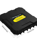 Angled front view of black plastic storage case for 99-piece cobalt drill bit set (1/16–3/8 in)