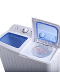 Portable Twin Tub Washing Machine 20 Lbs Compact Washer Spinner Combo showing blue lid and control panel design.