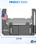 Kickass Flip Up Golf Cart Steering Wheel Cell Phone Mount size diagram showing dimensions of 1.38x5.71 inches for Club Car EZGO Yamaha.