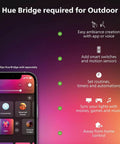 Hue Bridge app interface for Lily Outdoor Smart Spotlight Base Kit Three Pack With White And Color Ambiance LED Walkway Lights
