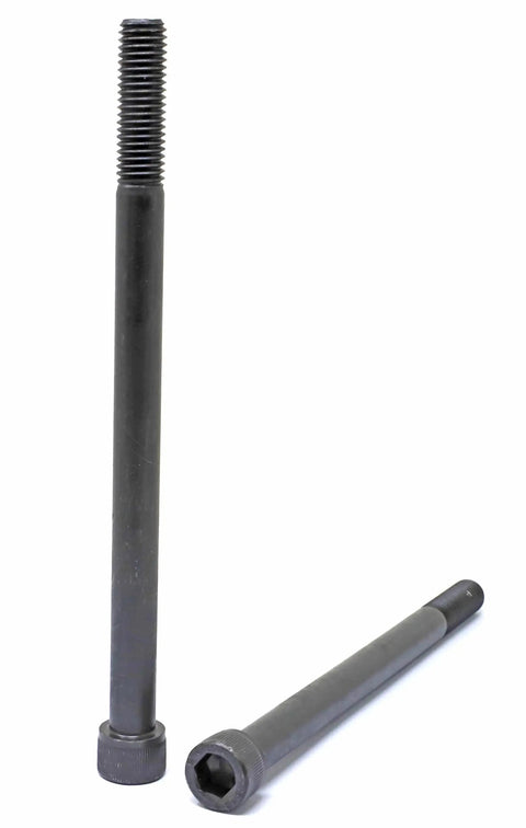 Heavy Duty M12 X 180mm Partially Threaded Hex Socket Head Cap Screws in black oxide finish with matching hex tool.
