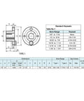 Built Tough H Style Split Taper Bushing 1/2 Inch Bore Carbon Steel Mounting Assembly dimensions and specifications chart