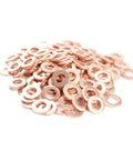 Flat Copper Washers Set 50 Pieces 7 By 15mm For Diesel Engines Must Have DIY Repair Kit With Pump Maintenance Tools And Replacement Parts For Quick Pro Grade Sealing, pile of copper washers