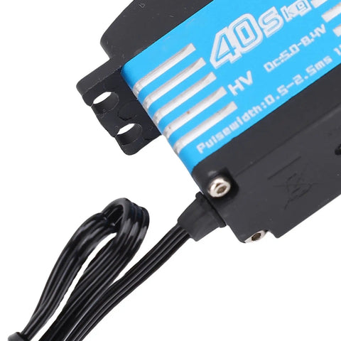 Close-up of Heavy Duty RC Digital Servo Motor Featuring IP68 Waterproof Sealing And Solid Aluminum Gears for durability.