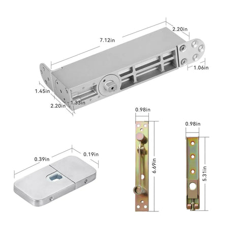 Self Closing Concealed Door Pivot Hinges Heavy Duty Spring Hydraulic System With 360 Degree Rotation Stainless Steel