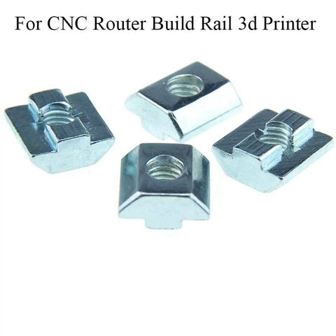 30 Pcs Hella Secure M8 T Sliding Hammer Block Nuts for 4040 Aluminum Extrusion Profiles with 8mm T Slot Fits CNC Router and 3D Printer Build Frames Corrosion Resistant Carbon Steel, shown in a group of four.