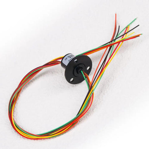 12.5mm Capsule Slip Ring, 300 RPM, 6 Wires, Circuits X2A, For Monitor And Robotic Test Equipment, High Reliability Gold Contact Rotary Connector, Suitable For Continuous Rotation, 1 Pc, black capsule slip ring with multicolor leads