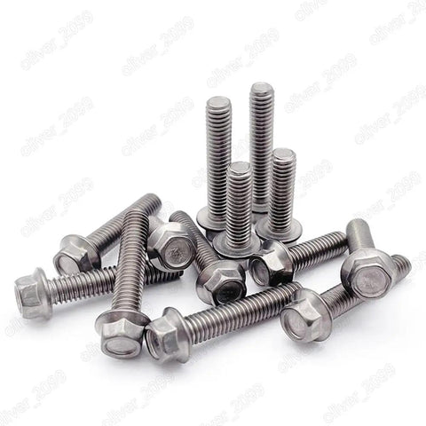 Premium Titanium Gr2 Hex Flange Head Bolts And Screws M4 M6 M8 M8 1.25 X 65mm Set Of 10 on a white background.