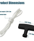 Two Pack 4 Foot Pull Cord Rope Replacement For GX200 GX120 GX240 GX270 Champion Generators With Recoil Starter Handle showing rope dimensions