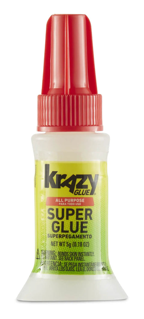 Multipurpose Brush On Super Glue Six Count Pack Quick Drying Liquid Adhesive Zero Hassle Applicator Knocks Out Instant Grab For Rapid Home Fixes And Diy Projects Dang Strong Hold in green bottle with red cap.