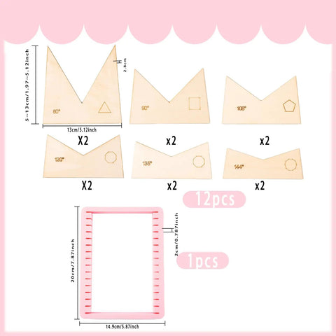 Heavy Duty Stained Glass Angle Jig With Smooth Sliding Bracket And Six Solid Boards For Hassle Free 3D Prism Building And Dead On Copper Foil Soldering Alignment Crafters Really Dig This, 12 wooden templates shown.
