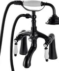 Clawfoot Tub Faucet With Handheld Spray And Tub Spout, Double Lever Bath Mixer Tap, Deck Mount, Oil Rubbed Bronze Finish
