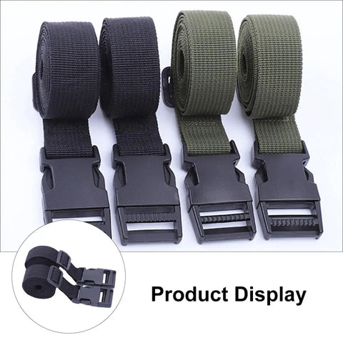 Heavy Duty Camping Lashing Straps With Nylon Quick Release Buckles For Securing Luggage And Backpacks Tents And Outdoor Gear On Adventures Road Trips And Everyday Travel, featuring black and green straps